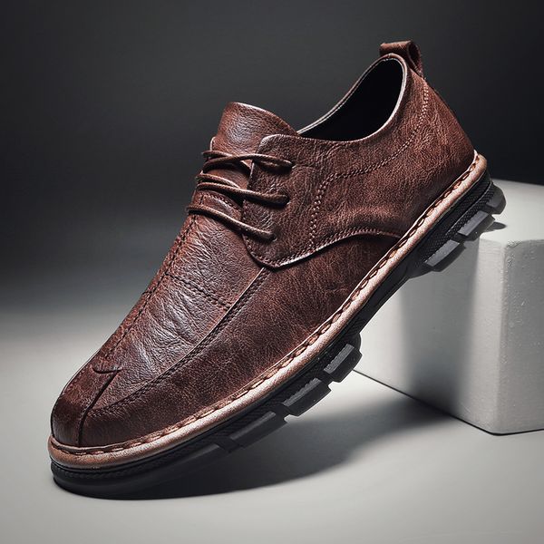 Chaussures en cuir marron pour hommes, décontractées, de qualité, mode britannique, pour affaires, robe de soirée de mariage, nouvelle collection automne hiver 2022