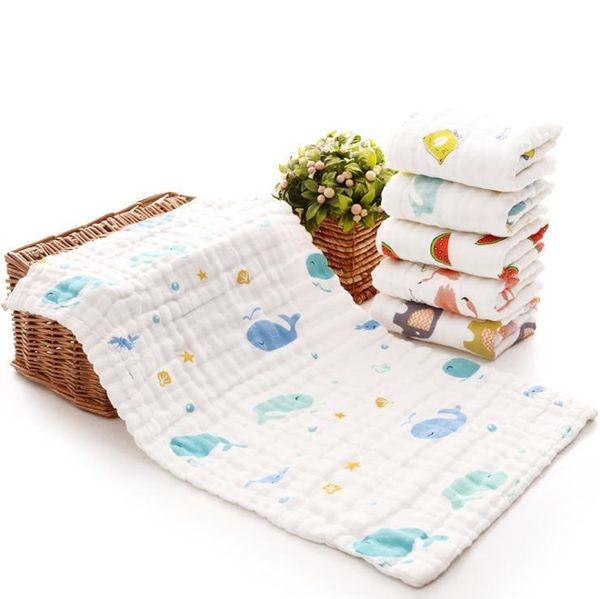 2022 nouvelles serviettes de bébé 100% coton gaze nouveau-né burp chiffons mousseline babys visage serviette enfant bain wrap infantile garçons filles gant de toilette 17 conceptions