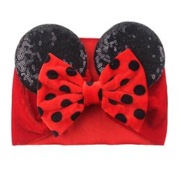 2022 nouveau bébé velours cheveux ceinture couleur unie épingle à cheveux bébé paillettes paillettes grand arc Clips souris oreille large Boutique bandeau bébé fille