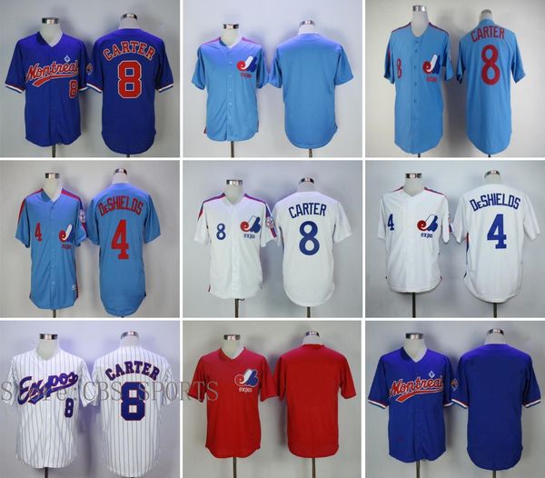 2022 Nouveaux maillots de baseball Hommes Femmes Jeunesse Jersey Personnalisé Expos de Montréal N'importe quel nom Numéro 8 Gary Carter 45 Pedro Martinez Retro Vintage