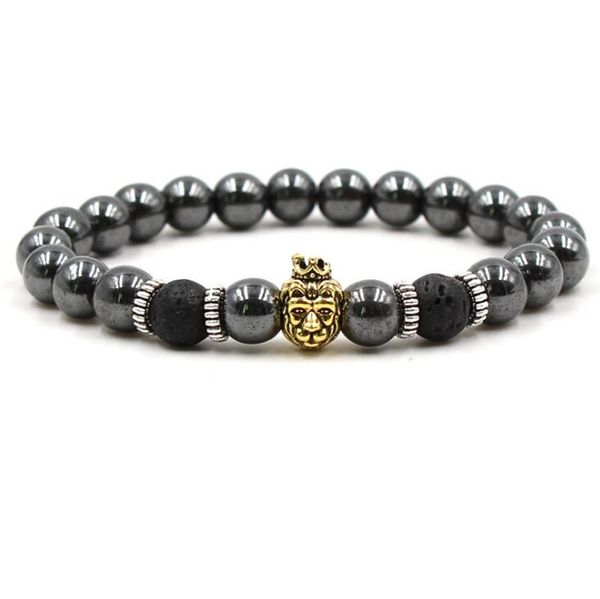 2022 nouveau noir pierre hématite lave roche Bracelets perles crâne Lion hibou crâne bracelets pour femmes hommes cadeau