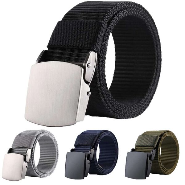 Ceinture en toile et Nylon noir pour hommes, nouvelle mode pour l'extérieur, boucle automatique en métal, décontractée, assortie avec tout, vente en gros, 2022