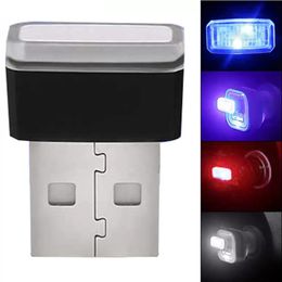 2022 Nieuwe auto USB LED-atmosfeer Lichten Decoratieve Lamp Noodverlichting Universele PC Draagbare Plug en Speel Rood / Blauw / Wit / Paars