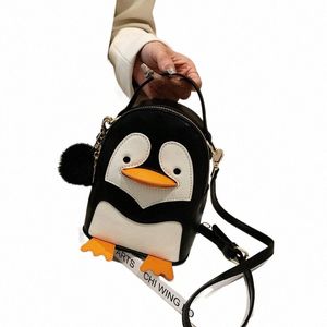 2022 Nieuwe Carto Pu Leuke Pinguïn Vrouwelijke Kleine Tas Keten Tas Fi Pop Tas Crossbody C6U3 #