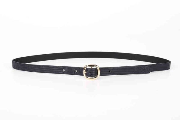 2022 Nueva tendencia de moda casual Cinturón de damas con vestido de corte único y pantalones negros Hebilla automática de cuero G220301