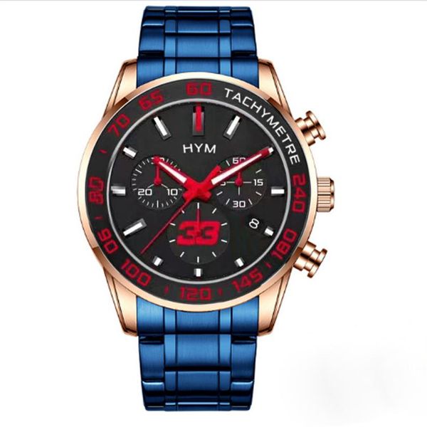 2022 Nuevo reloj de cuarzo de moda de acero inoxidable deportivo casual 33 relojes para hombre de primeras marcas de lujo reloj de carrera luminoso Relogio masculino312a