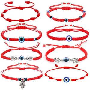 2022 nuevas pulseras de dijes Lucky Red String azul turco mal de ojo colgante pulsera joyería para mujeres al por mayor