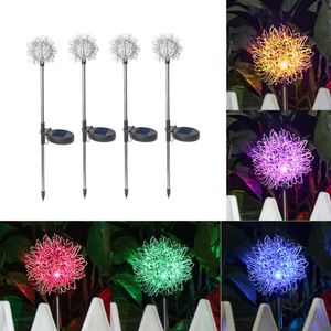 2022 New Christmas Decoration Color Lights Solar Powered Firework Starburst LED Stake Light Garden Wedding Party Outdoor Halloween Ambient Light