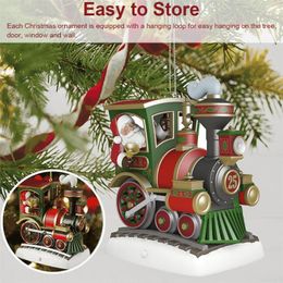 2022 Nieuwe kerstdecoraties 3D Mini Santa Oude trein Hangende hanger Merry oudere ornament buiten indoor boom decor vakantie kind cadeau