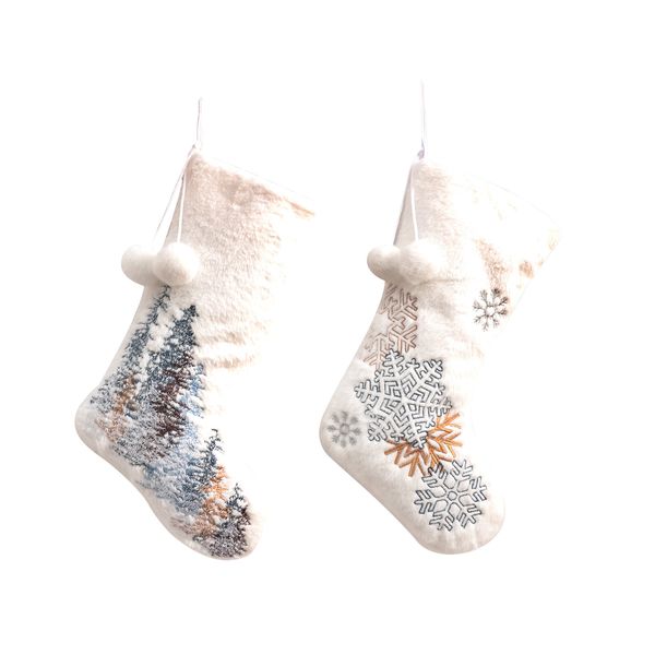 2022 Nouveau Bas De Noël Suspendus Cadeau De Noël Sac Chaussettes Double Boule Flocon De Neige Forêt Santa Festival Fête Fourniture Hôtel Salon Décoratif Décor Chaussettes