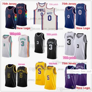 2022 New City Diamond 75TH Basketball Jerseys Gedrukt #5 Talen Horton-Tucker 0 Tyrese Maxey 3 Keldon Johnson Jersey Blauw Wit Zwart Rood