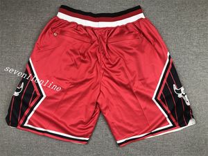 2022 New City Style Men's Team Basketball Short Just Fan's Red Color Chicago Black Red Sport Shorts cousus Hip Pop Pantalon avec poche zippée Pantalon de survêtement en taille S- 2XL