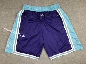 2022 New City Style Men's Team Basketball Short Fan's Angeles Blue Purple City Version Sport Cousu Shorts Hip Pop Pantalon avec poche zippée Pantalon de survêtement en taille S- 2XL