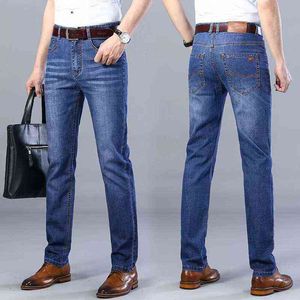 2022 Nieuwe Klassieke Merk Mannen Jeans Zakelijke Mode Casual Denim Broek Mannelijke Hoge Kwaliteit Broek Baggy Stretch Jeans Oversize G0104