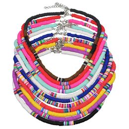 2022 Nieuwe kleurrijke 6mm polymeer klei schijf kralen chocker boho regenboog kraal ketting zomer strand sieraden 16 "