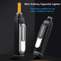 2022 Nieuwe Creatieve Draagbare Mini Metalen Liner Asbak Multifunctionele Sigarettenaansteker Geschikt Voor Gebruik Bij Roken In De Auto 6O8D