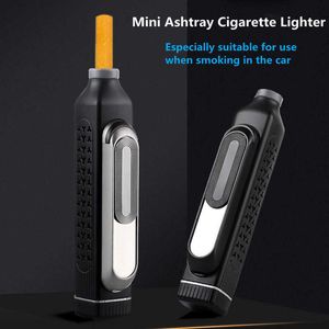 2022 Nouveau mini cendrier portable créatif à doublure en métal allume-cigare multifonctionnel adapté à une utilisation lorsque vous fumez dans la voiture 6O8D