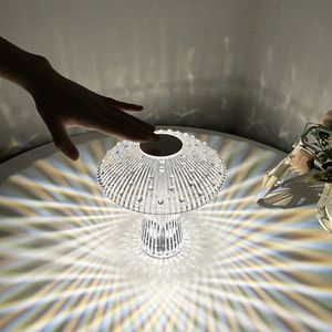 2022 Nieuwe Cross Border Creative Crystal Mushroom Lamp Touch Touch Decoratieve sfeer Lamp Bed Night Light