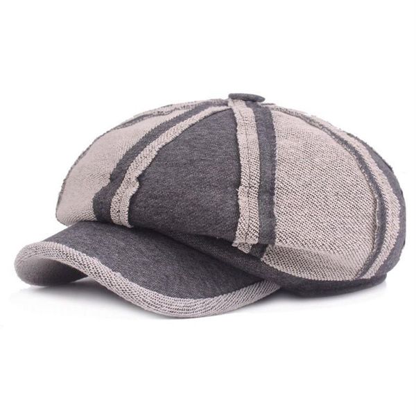 Gorro octogonal de algodón con retales para hombre y mujer, gorra de pintor oscura, color gris oscuro, gorras para vendedor de periódicos, Whole202M, otoño e invierno, 2022