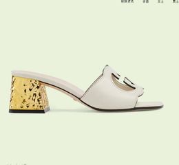 2022 nouveau design mode femmes sandales pantoufles en cuir med talon 5cm chaussures 35-41 atmosphère de luxe de haute qualité vous valez