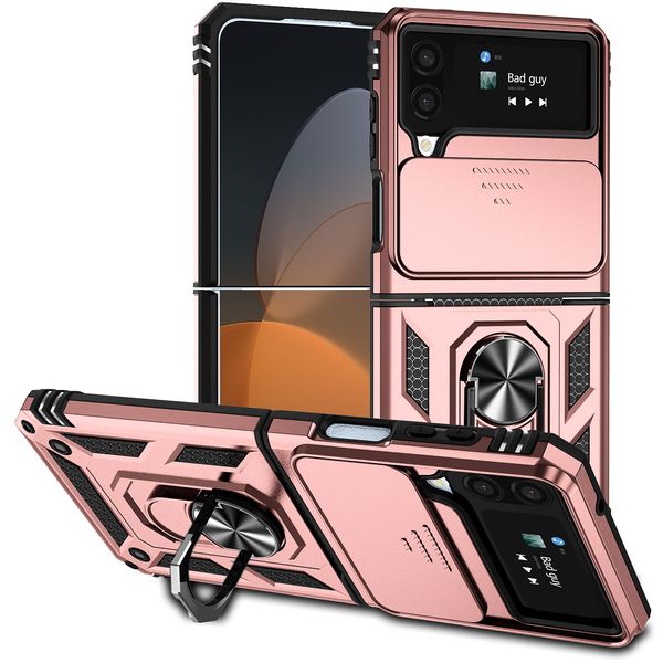 2022 nuevo diseño de fundas de teléfono móvil militar Magentic soporte de teléfono cubre soporte de anillo al por mayor para Samsung Galaxy Z Flip4 3 Wholse