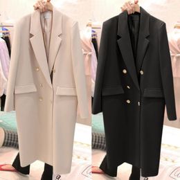Nieuw ontwerp dames koreaanse mode losse blazer kraagvorm double breasted halflange pak jas abrigos XSSMLXLXXL