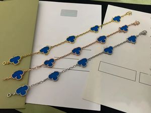 Bracelets à breloques trèfle à 4 feuilles de couleur bleue, en acier inoxydable, à la mode, avec lettres, cadeaux de vacances pour hommes, nouvelle collection 2022