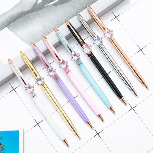 2022 nouveau diamant stylo à bille publicité Signature métal stylo 8 couleur étudiant enseignant mariage bureau école écriture cadeau