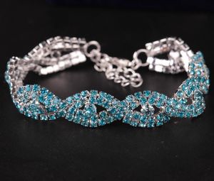 2022 nuevo elegante Deluxe plata Rhinestone cristal nupcial pulsera brazalete joyería para mujer chica regalo de Navidad 5 colores