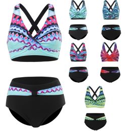 Bikinis de tir-dye chaud Bouchets de bain rembourr￩s push up women de maillot de bain deux pi￨ces en plein air