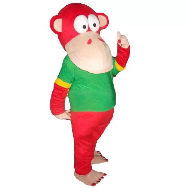 2022 nouvelle usine chaude Costume de mascotte de singe rouge dessin animé Photo réelle