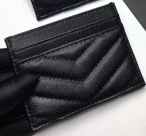 2024 Nouvelle mode Titulaires de cartes Caviar Femme Mini Portefeuille Designer Pure Couleur Véritable Cuir Pebble Texture Luxe Portefeuille noir avec boîte