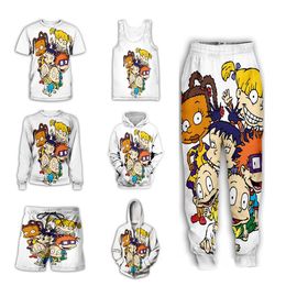 2022 Nieuwe Mode Cartoon Rubaten 90's 3D-print Mannen / Dames Casual Shorts / Broek / T-shirt / Vest / Sweatshirt / Hoodies / Zipper Hoodies G89