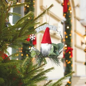 2022 Nouvelle mode Décorations de Noël Rudolph Couronne de fer Gnome Poupée Porte suspendue Pendentif d'arbre de Noël pour décor de fenêtre de qualité supérieure