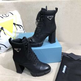 2022 nouveau créateur de mode en cuir et nylon tissu chaussons femmes bottines en cuir Biker bottes Australie chaussons bottes d'hiver taille US 4-10