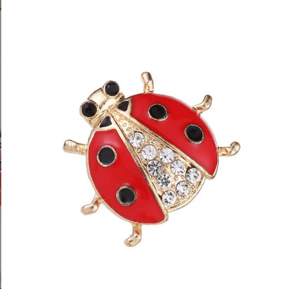 2022 nouveaux accessoires de bijoux de mode broche animaux broches strass rouge coccinelle broche pour femmes fille bijoux