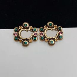Boucles d'oreilles en forme de lettre pour femmes, aretes orecchini, diamants colorés, gemmes de marque de styliste, nouvelle mode 2022, 283s