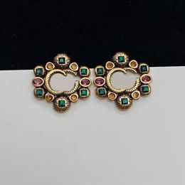 Boucles d'oreilles avec lettres pour femmes, aretes orecchini, diamants colorés, gemmes de marque de styliste, nouvelle mode 2022, 205B