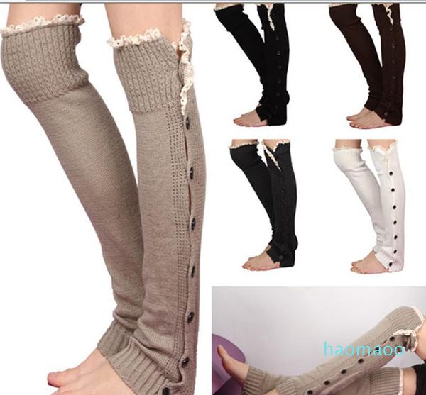 2022 NOUVELLE FOCHIE Long Solid Bouton Down Dente en dentelle Treoth Mamores Boot Stocking Stocking Covers Covers LEGGING TIRMES 24 paires / lot Couleurs mixtes Top Quality