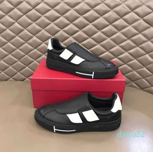 2022 NIEUWE FASOUMEN MANNEN SNEAKER SCHOENEN SLIP OP CASUAL Walking Soft Kalf Leather Double geverfd Skateboard Walking Comfort Schoenen EU38-46 met topkwaliteit