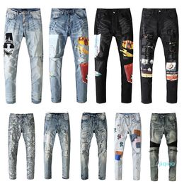 2022 nouvelle mode hommes denim jeans tendance marque pantalon imprimé décontracté mince pour hommes femmes en Europe et en Amérique mode pantalons minces adolescents