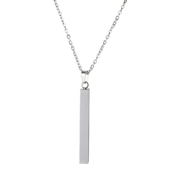 Collier avec pendentif en forme de barre en acier inoxydable, or Rose, argent, breloque vierge solide pour l'acheteur, bijoux gravés, nouvelle mode 2022