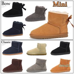 2022 nouvelle mode femmes bottes de neige botte d'hiver classique mini cheville courte dame filles femmes chaussons australiens rose clair marron châtaigne bleu marine beige chaussures de plein air