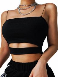 2022 Nieuwe Fi Hot Sexy Vrouwen Zomer Sexy Casual Sleevel Cut-Out Korte T-shirt Crop Top Vest Strap tank Top Blouse S3T3 #