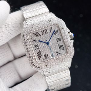 2022 Nouvelle montre pour hommes entièrement diamantée Montres mécaniques automatiques 40mm avec bracelet en acier clouté de diamants Montre-bracelet de mode Business Montres-bracelets