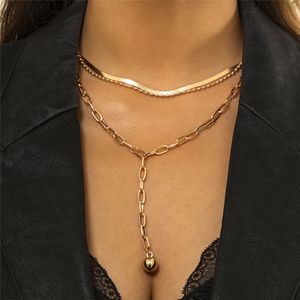 Collier gothique Vintage serpent à longue chaîne pour femmes, accessoires de poitrine, pendentif boule multicouche, ras du cou, bijoux de cou à la mode, nouvelle collection 2022
