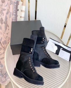 2022 Nieuwe Graphy Boots Black Open Bim kralen Lederen stof met gouden metalen accessoires Eyen Zipper Fashionable Avantgarde 352512911