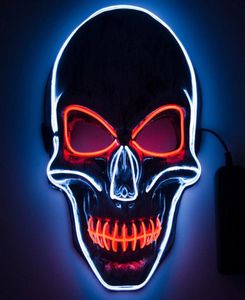 2022 Nieuw Halloween -kleur LED Cold Light Skull Mask For Woman and Man Py Skull Glow Mask White Orange Luminous Mask Cosplay2001153