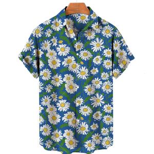 2022 Nouveaux hommes hawaïens femmes peinture à l'huile imprimé floral Style Haruku Chemises décontractées Robe d'été à manches courtes