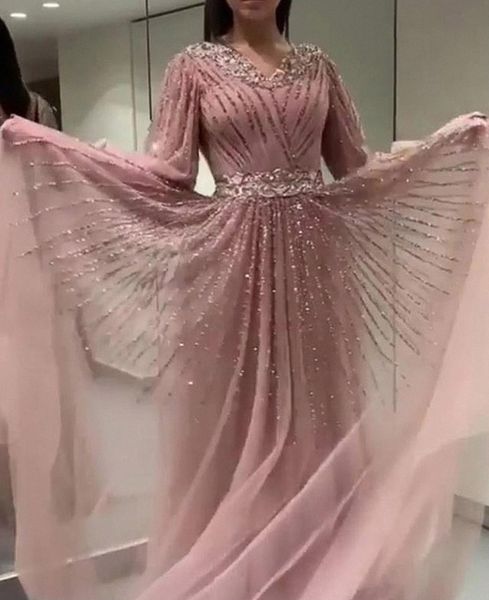 2022 neue Hohe Qualität Modische Rosa Gold Prägung Abendkleid Sexy Dame Net Gaze Big Swing Party Pailletten Kleid